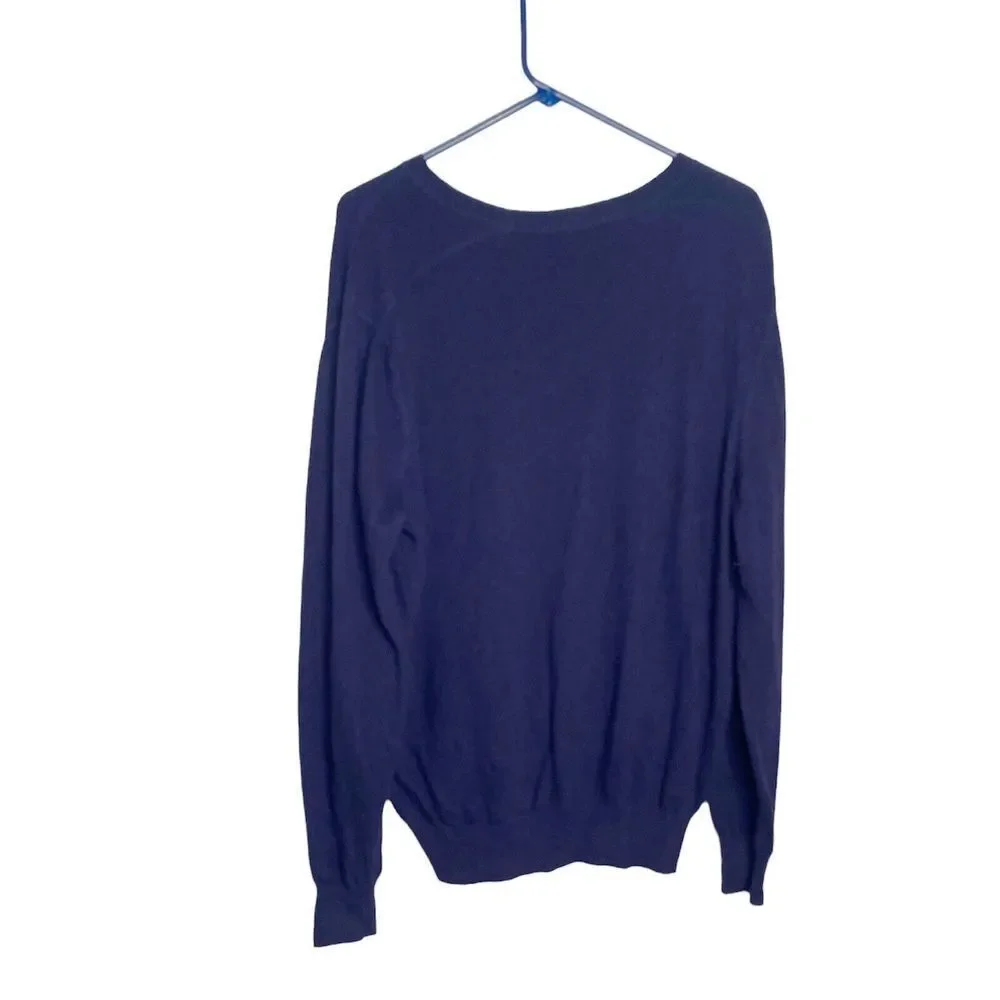 Banana Republic Crewneck Sweater Men XL Blue Merino Extra Fine Italian Wool